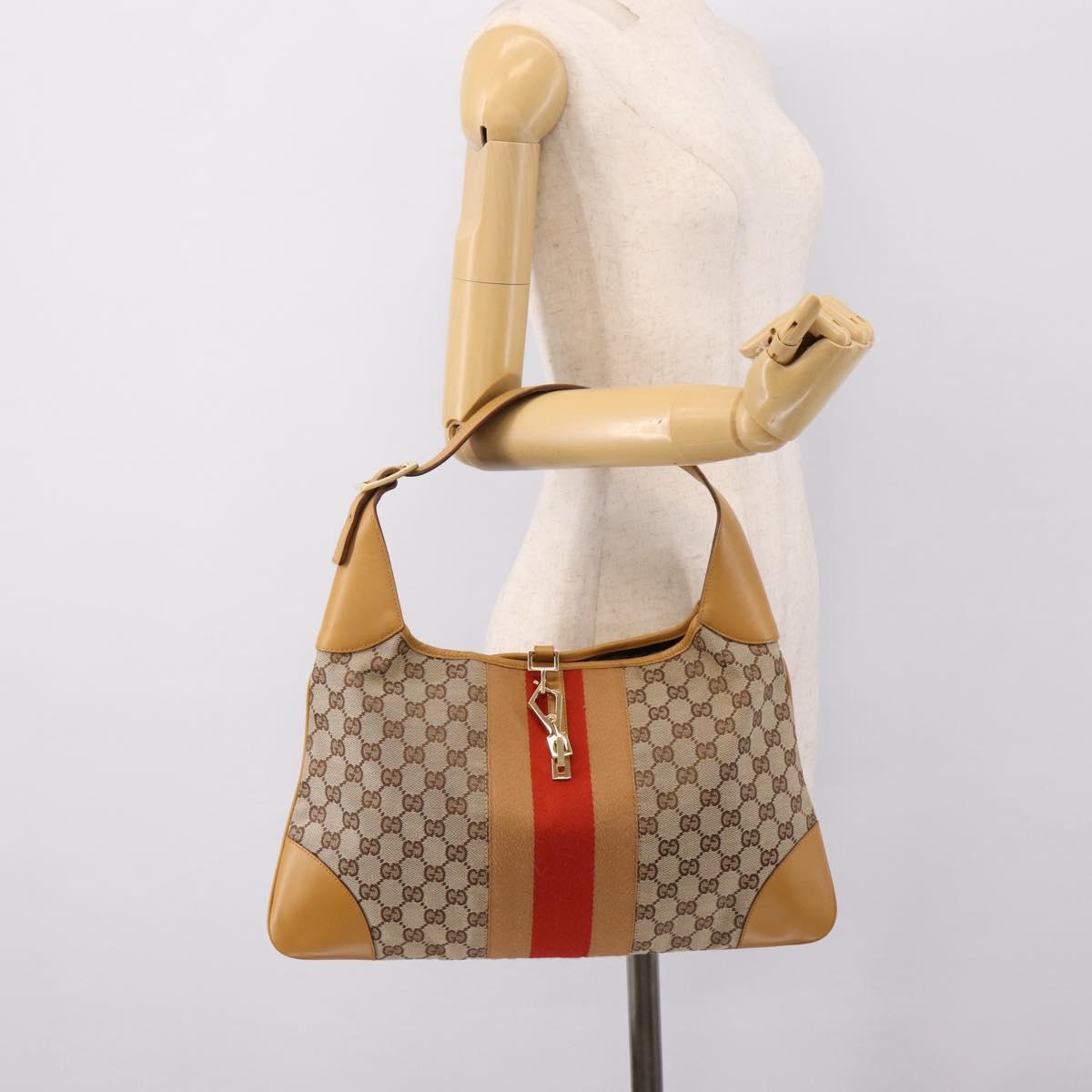 GUCCI GG Canvas Jackie Sherry Line Shoulder Bag Beige Gold 001 4075 Auth 199451