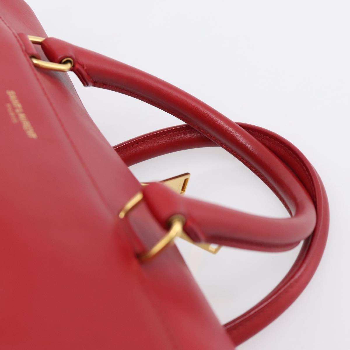 SAINT LAURENT Baby Duffel Hand Bag Leather 2way Red Gold Auth 199452V
