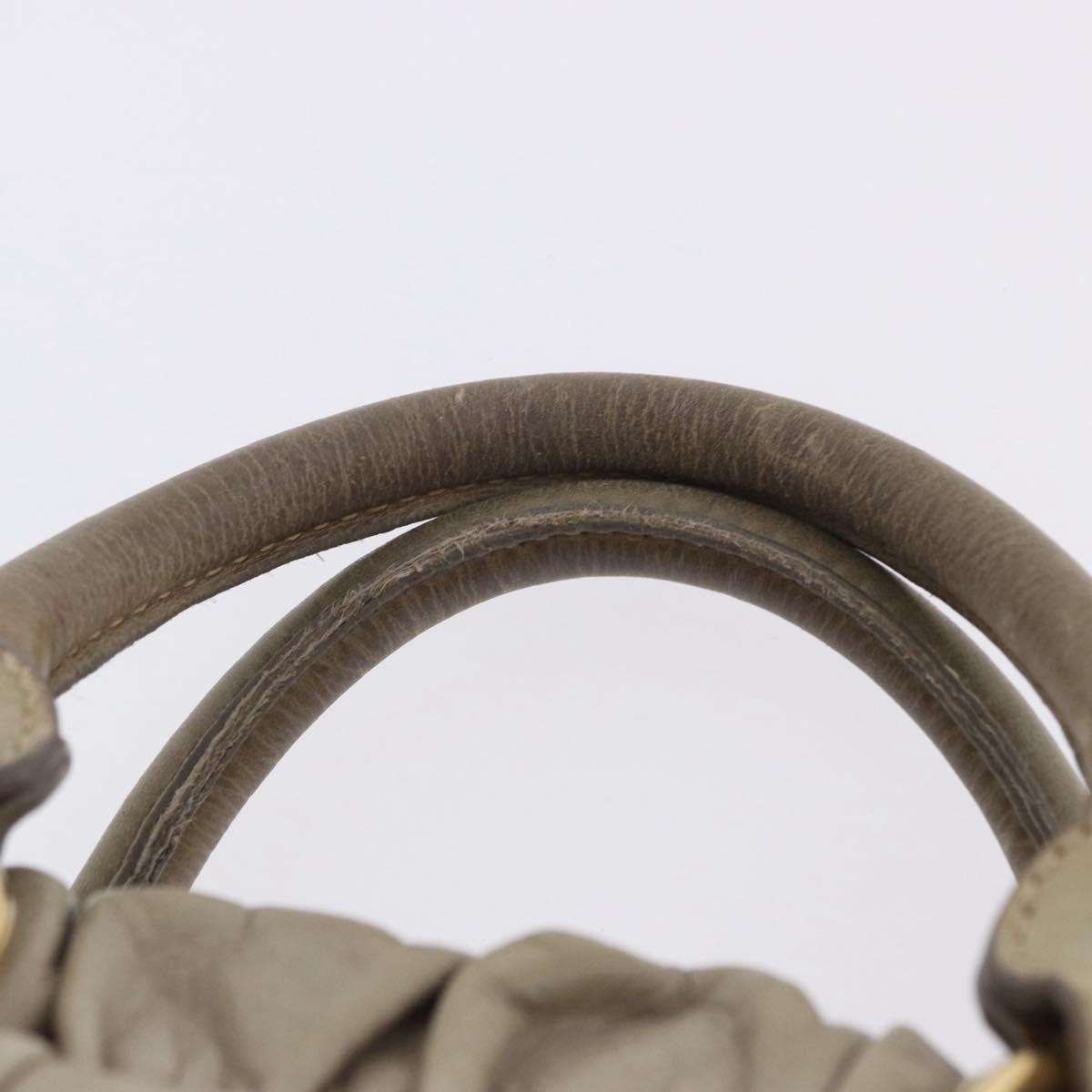 Miu Miu Hand Bag Vitello Lux Leather 2way Beige Gold Auth 199453V