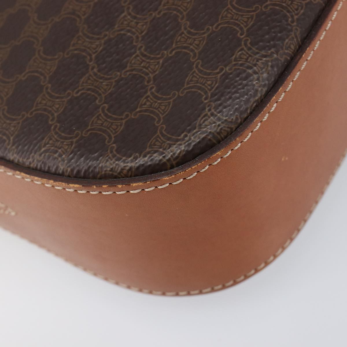 CELINE Macadam Canvas Shoulder Bag PVC Leather Brown Gold Auth 199455