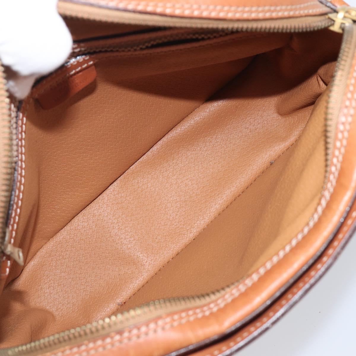 CELINE Macadam Canvas Shoulder Bag PVC Leather Brown Gold Auth 199455