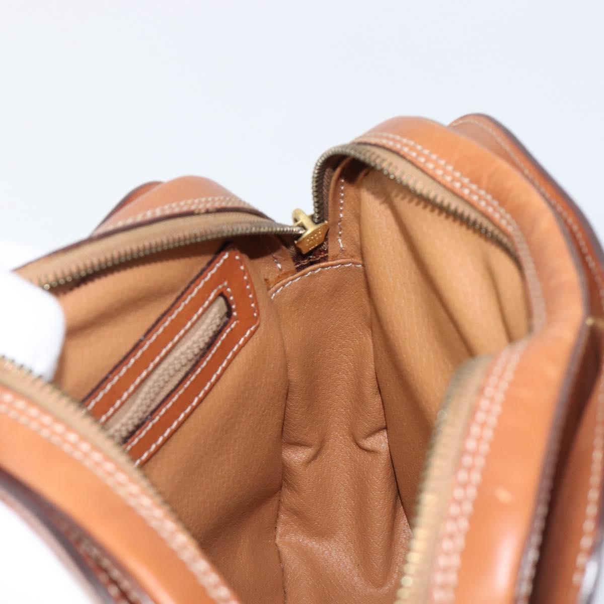 CELINE Macadam Canvas Shoulder Bag PVC Leather Brown Gold Auth 199455