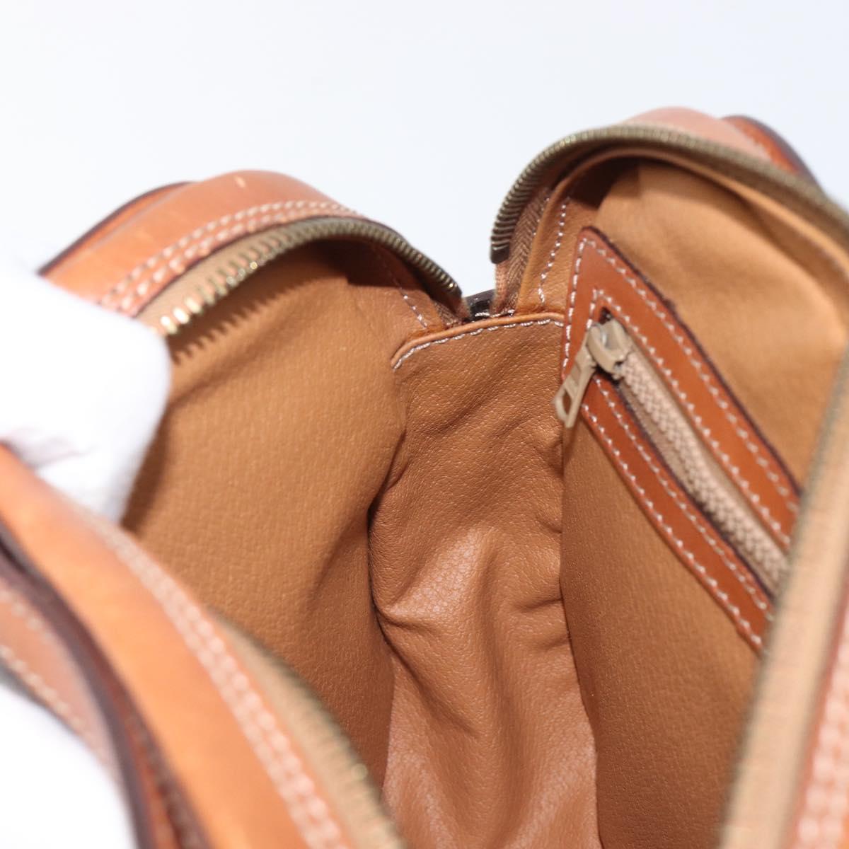 CELINE Macadam Canvas Shoulder Bag PVC Leather Brown Gold Auth 199455