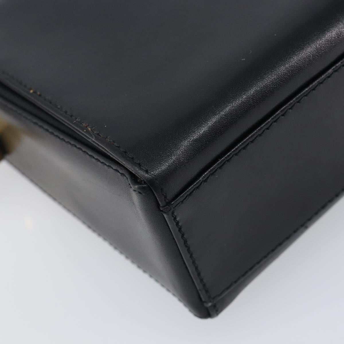 Salvatore Ferragamo Gancini Shoulder Bag Leather Black Gold Auth 199456
