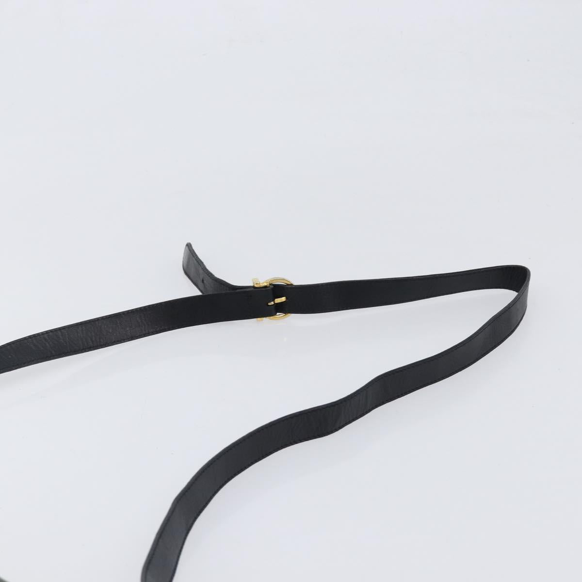 Salvatore Ferragamo Gancini Shoulder Bag Leather Black Gold Auth 199456