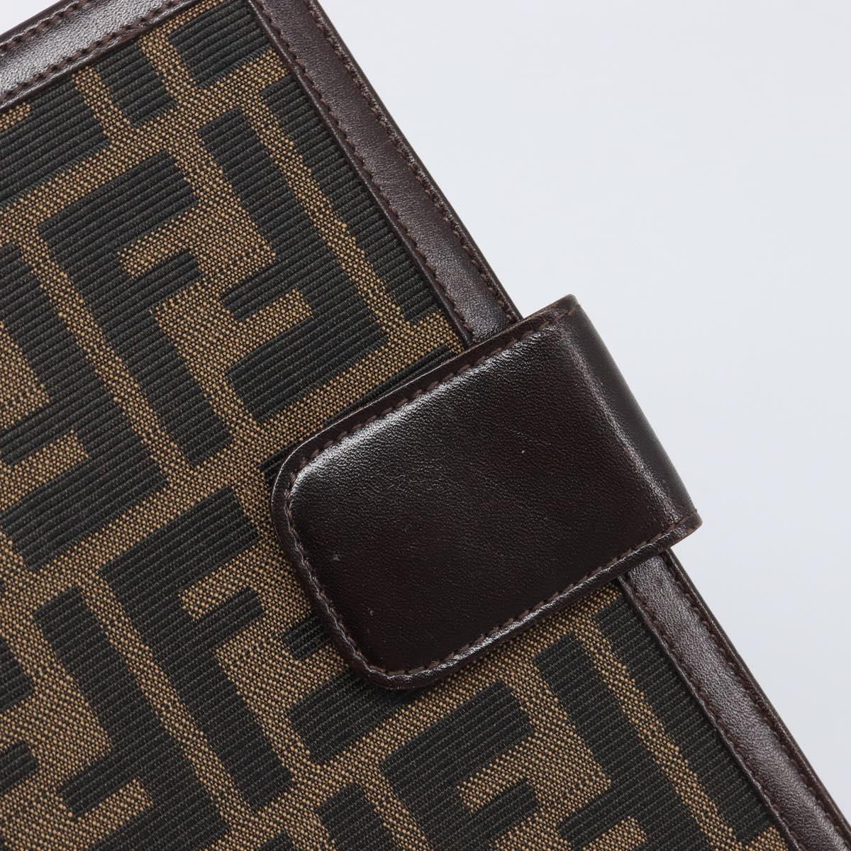 FENDI Zucca Canvas Day Planner Cover Brown Black Auth 199457