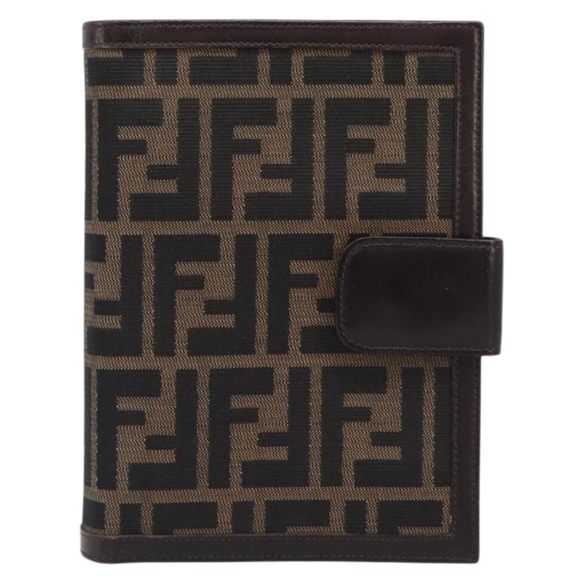 FENDI Zucca Canvas Day Planner Cover Brown Black Auth 199457