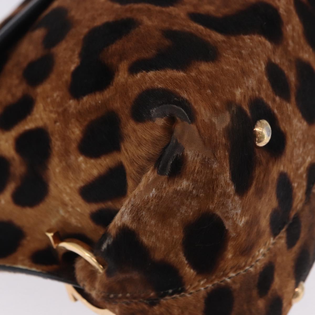 Salvatore Ferragamo Gancini Hand Bag Harako leather Brown Gold Auth 199463A