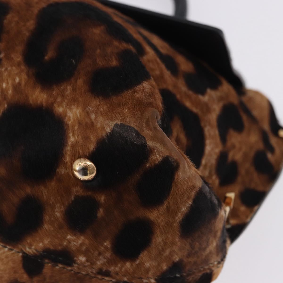 Salvatore Ferragamo Gancini Hand Bag Harako leather Brown Gold Auth 199463A