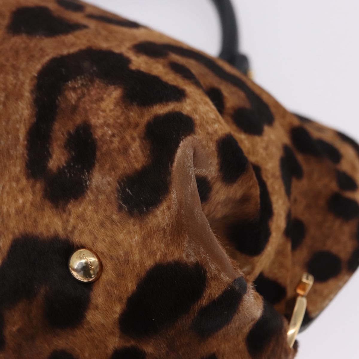 Salvatore Ferragamo Gancini Hand Bag Harako leather Brown Gold Auth 199463A