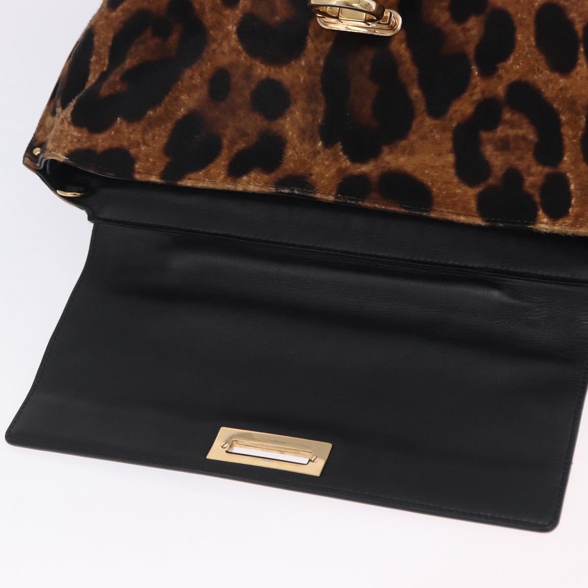 Salvatore Ferragamo Gancini Hand Bag Harako leather Brown Gold Auth 199463A
