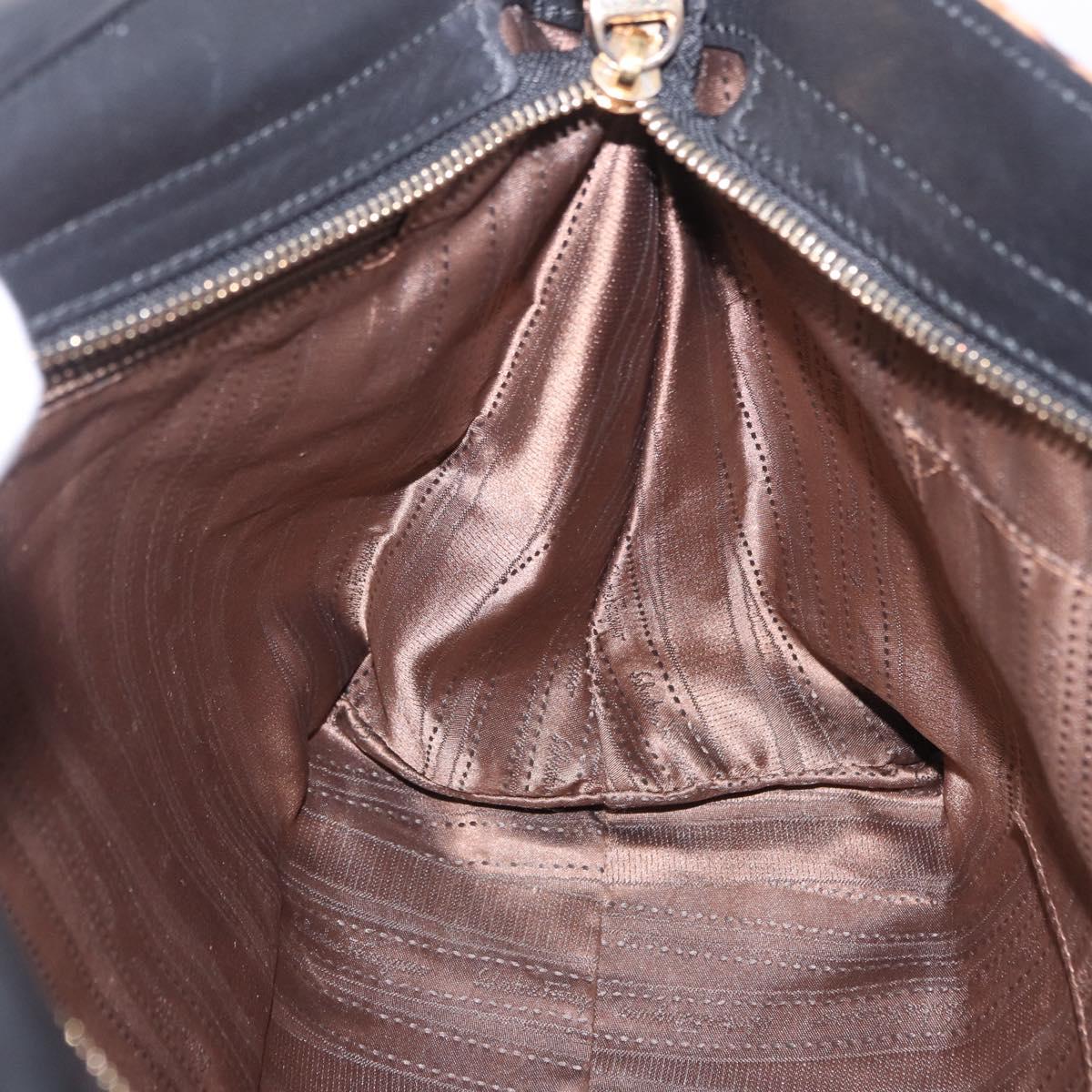 Salvatore Ferragamo Gancini Hand Bag Harako leather Brown Gold Auth 199463A