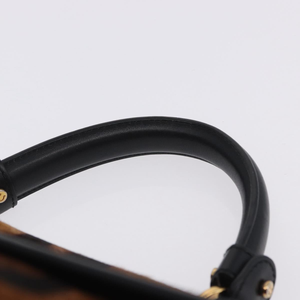 Salvatore Ferragamo Gancini Hand Bag Harako leather Brown Gold Auth 199463A