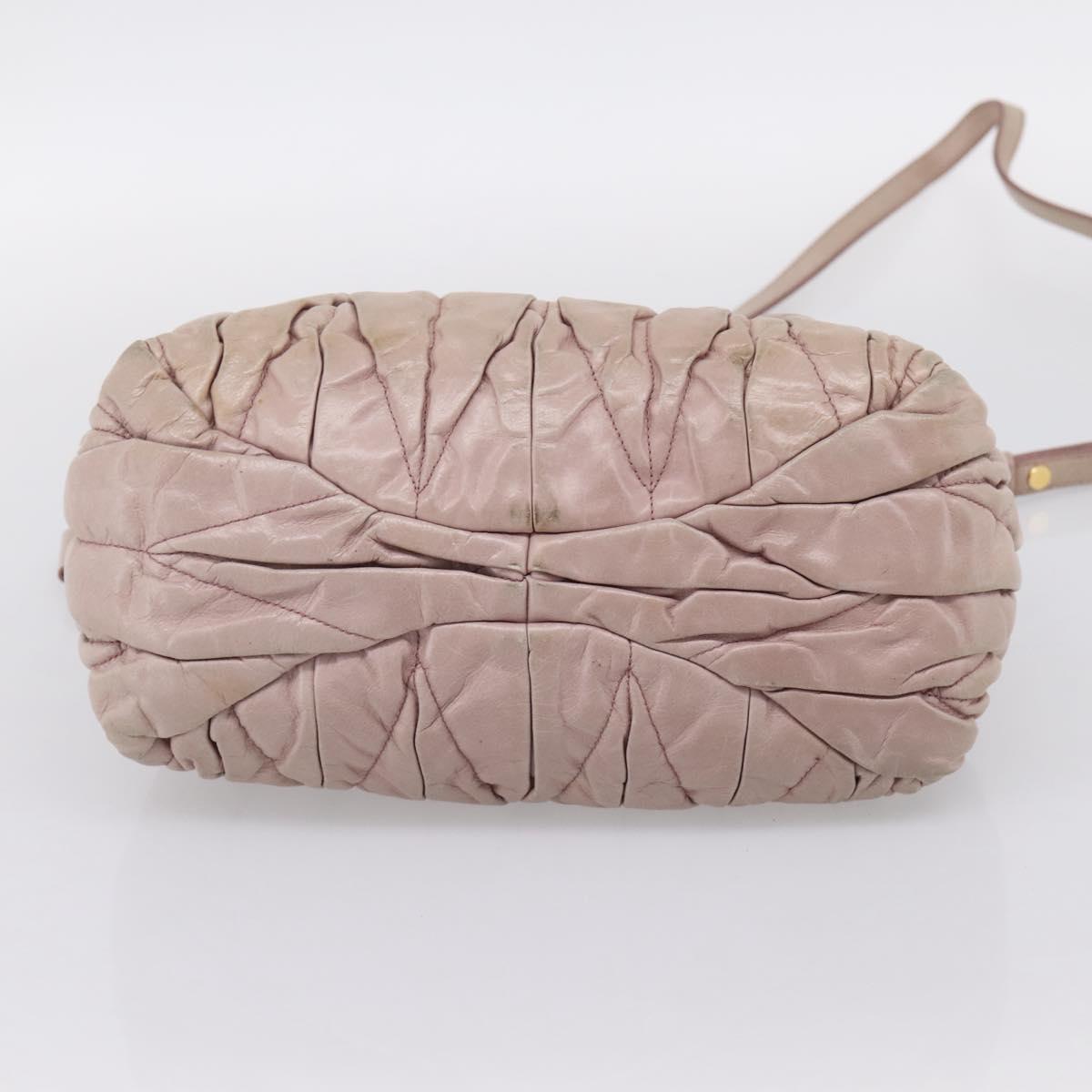 Miu Miu Matelasse Hand Bag Leather 2way Pink Gold Auth 199464A