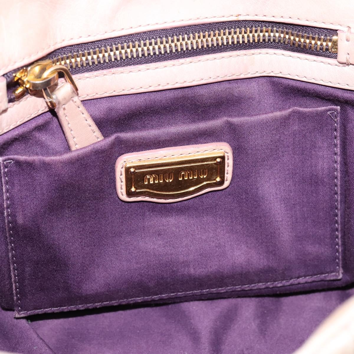 Miu Miu Matelasse Hand Bag Leather 2way Pink Gold Auth 199464A