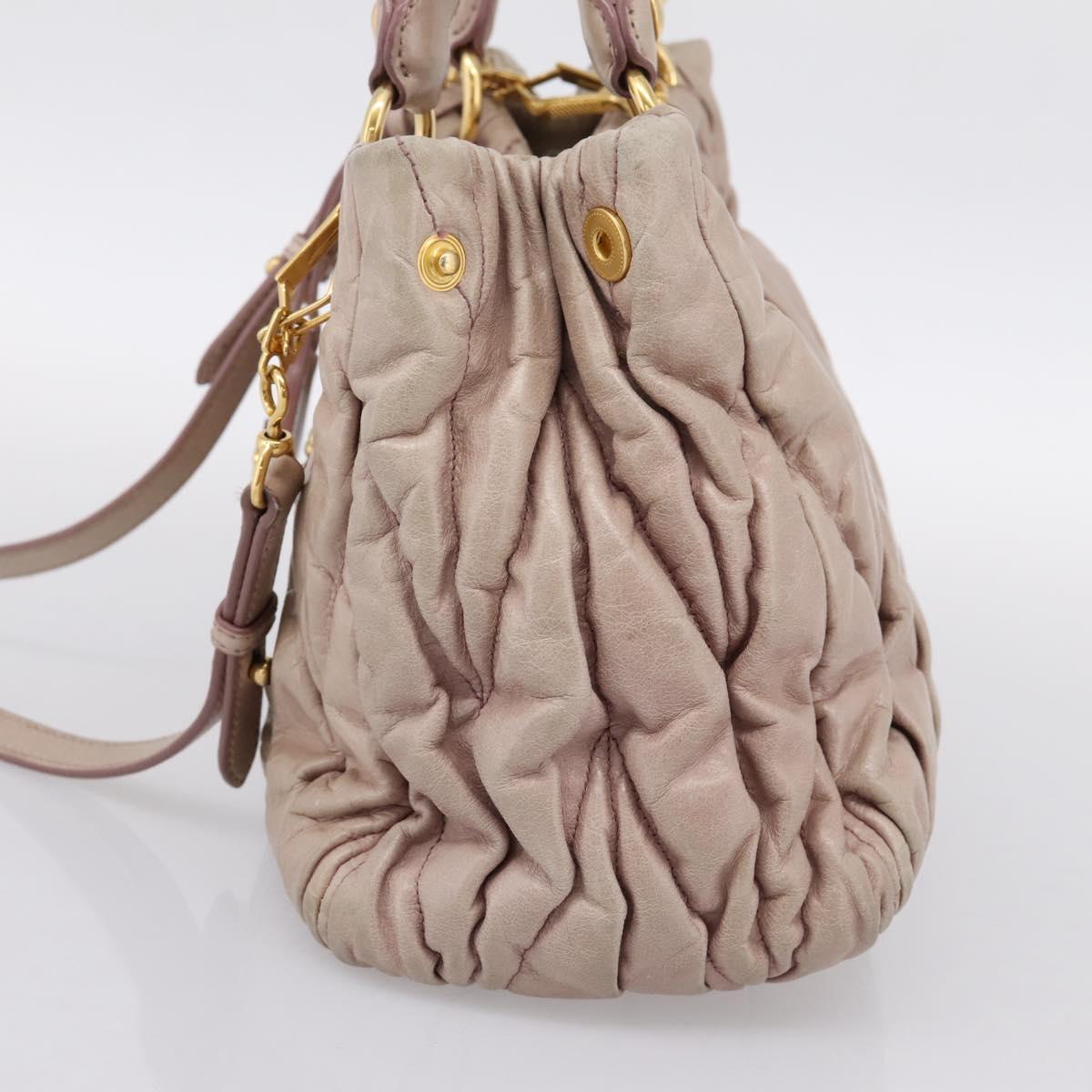 Miu Miu Matelasse Hand Bag Leather 2way Pink Gold Auth 199464A