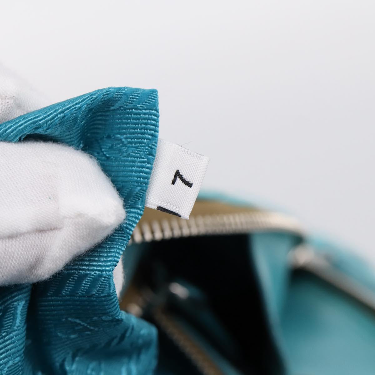 PRADA Tote Bag Leather Light Blue Silver Auth 199466V