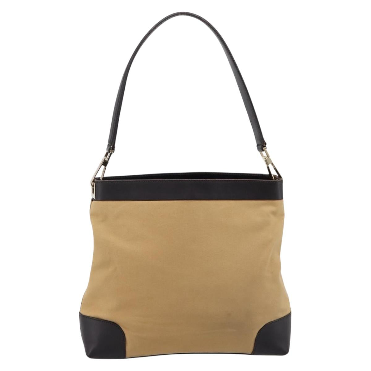 GUCCI Web Sherry Line Shoulder Bag Canvas Beige Gold 001 4231 Auth 199469A