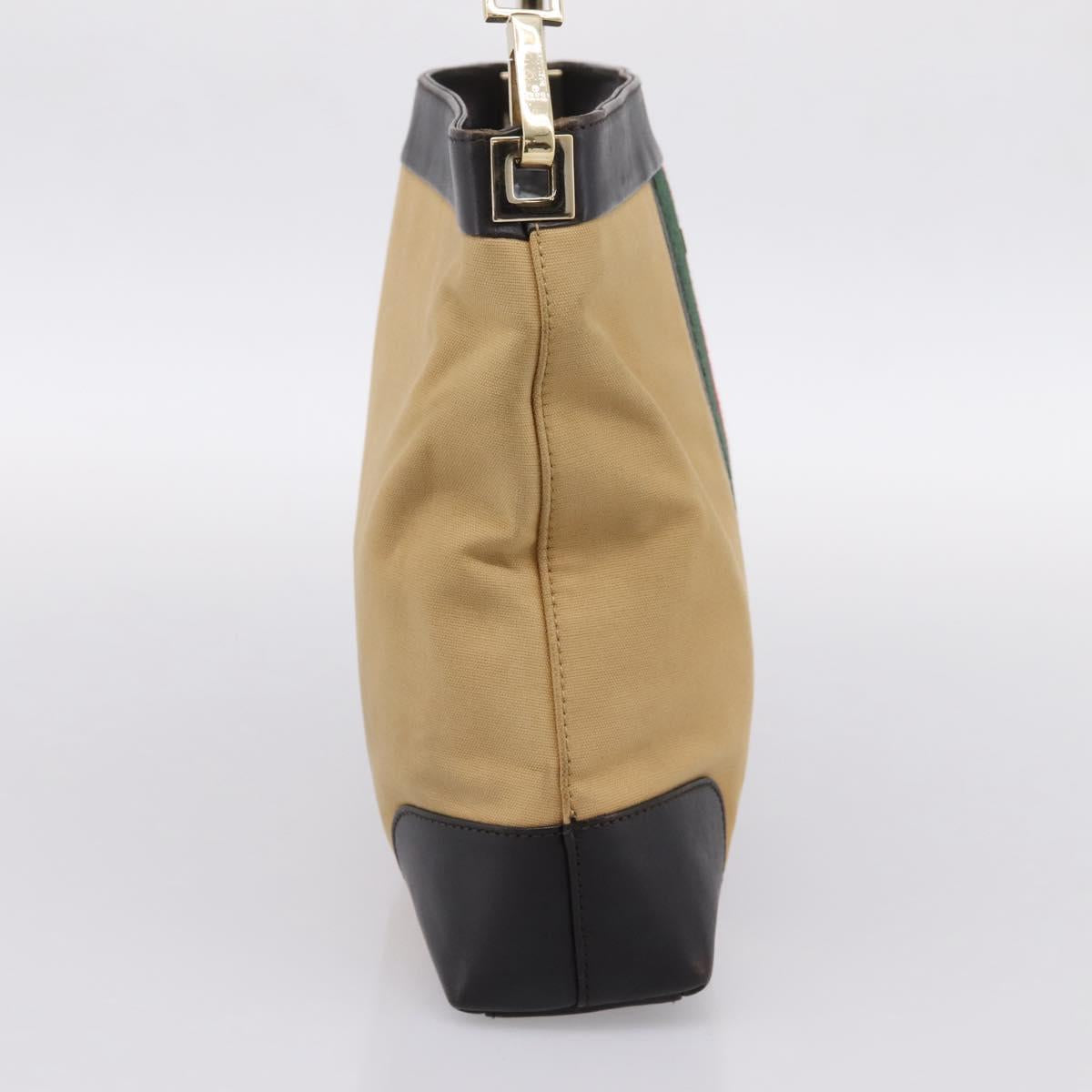 GUCCI Web Sherry Line Shoulder Bag Canvas Beige Gold 001 4231 Auth 199469A