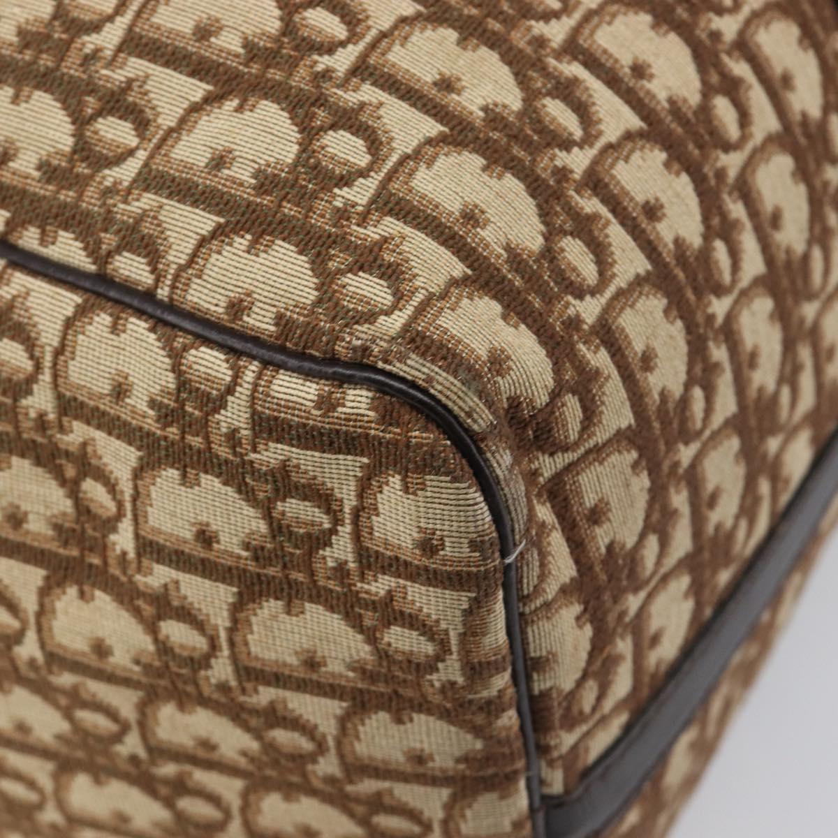 Christian Dior Trotter Canvas Boston Bag Brown Gold Auth 199471