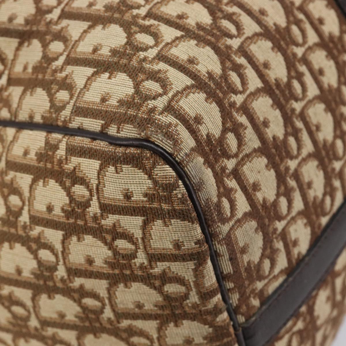 Christian Dior Trotter Canvas Boston Bag Brown Gold Auth 199471