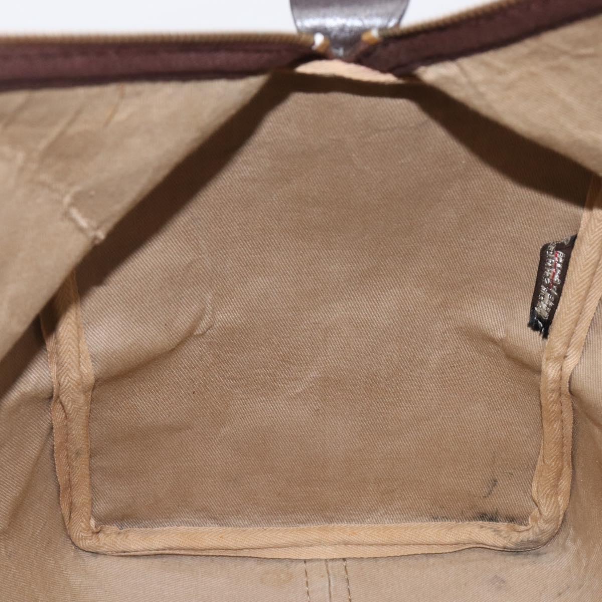 Christian Dior Trotter Canvas Boston Bag Brown Gold Auth 199471