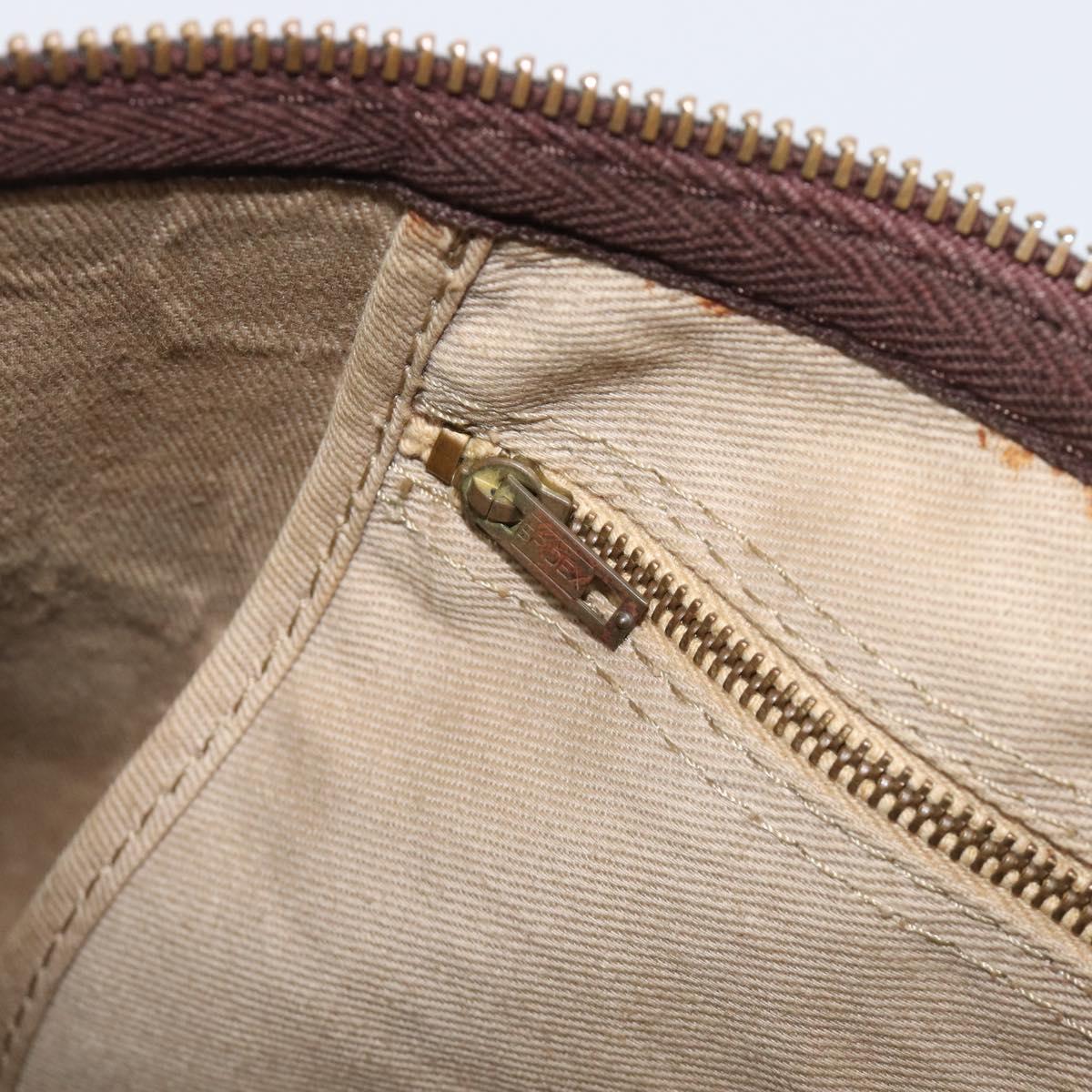 Christian Dior Trotter Canvas Boston Bag Brown Gold Auth 199471