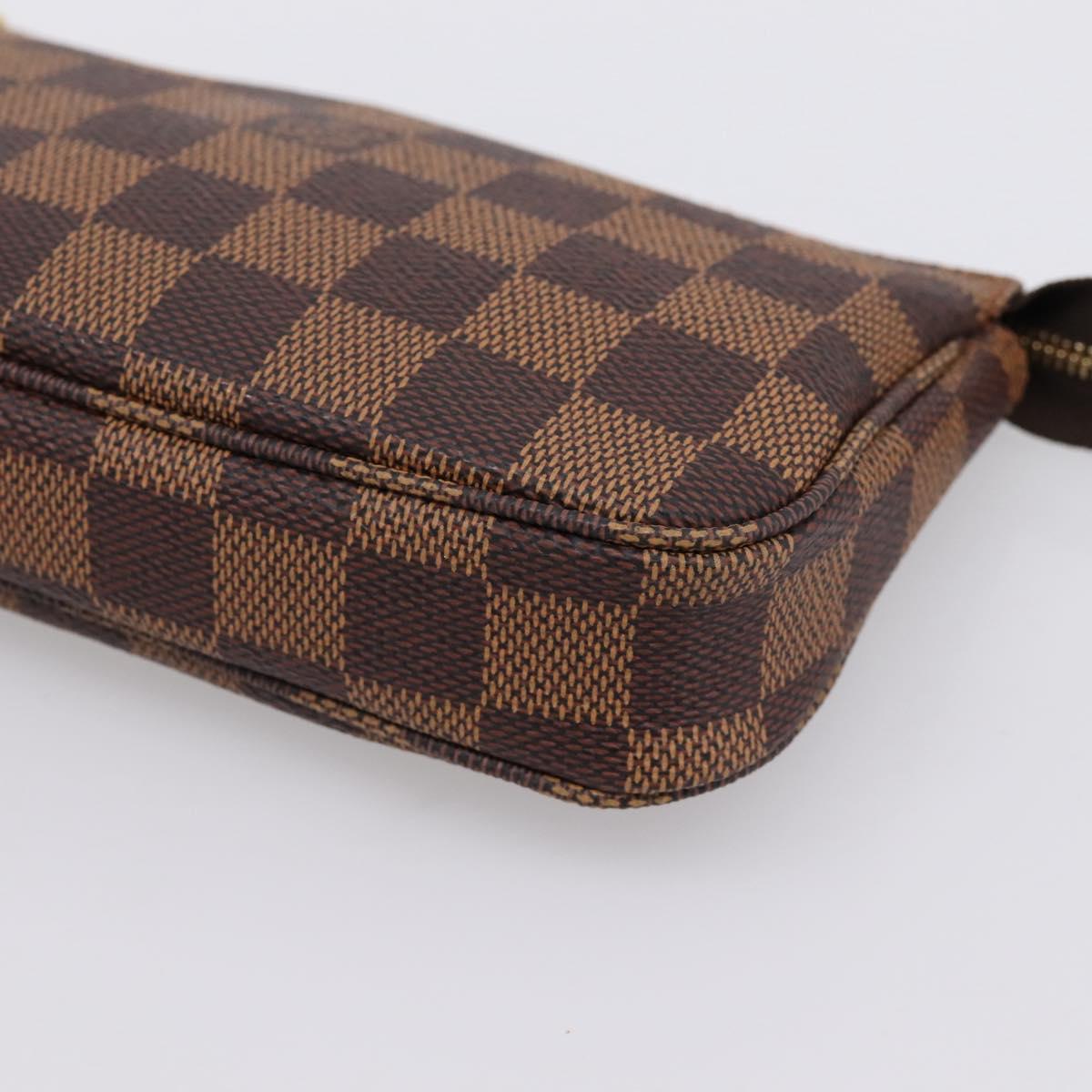 LOUIS VUITTON Damier Ebene Mini Pochette Accessory Pouch N58009 LV Auth 199474V
