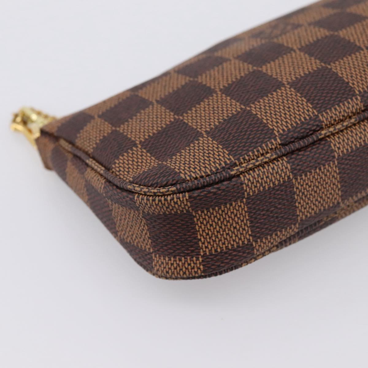 LOUIS VUITTON Damier Ebene Mini Pochette Accessory Pouch N58009 LV Auth 199474V