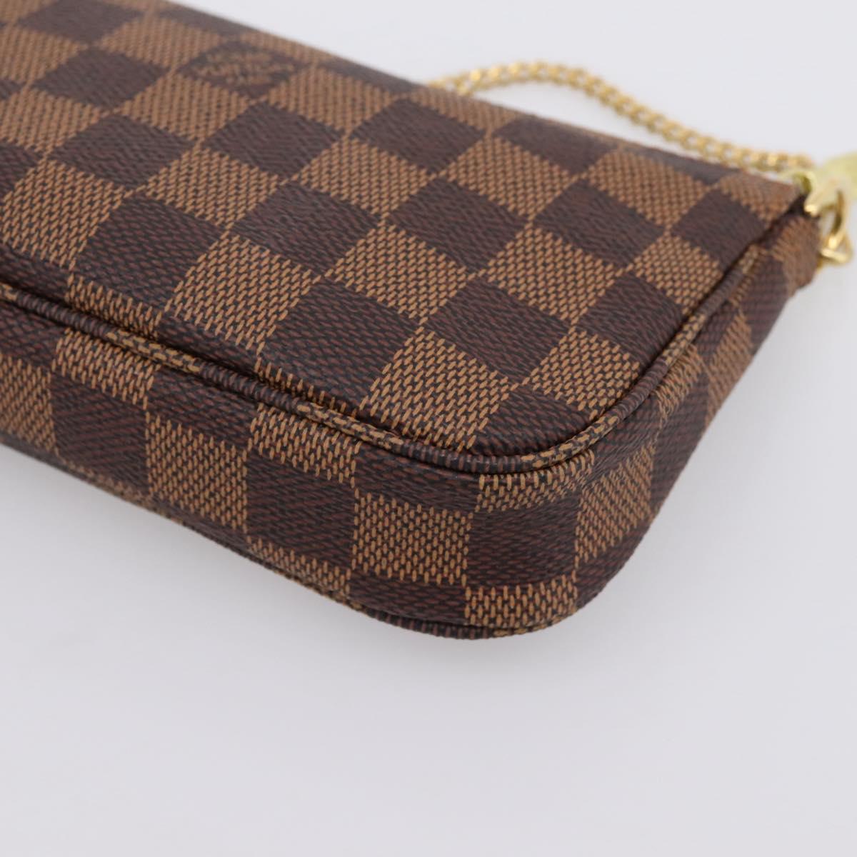 LOUIS VUITTON Damier Ebene Mini Pochette Accessory Pouch N58009 LV Auth 199474V