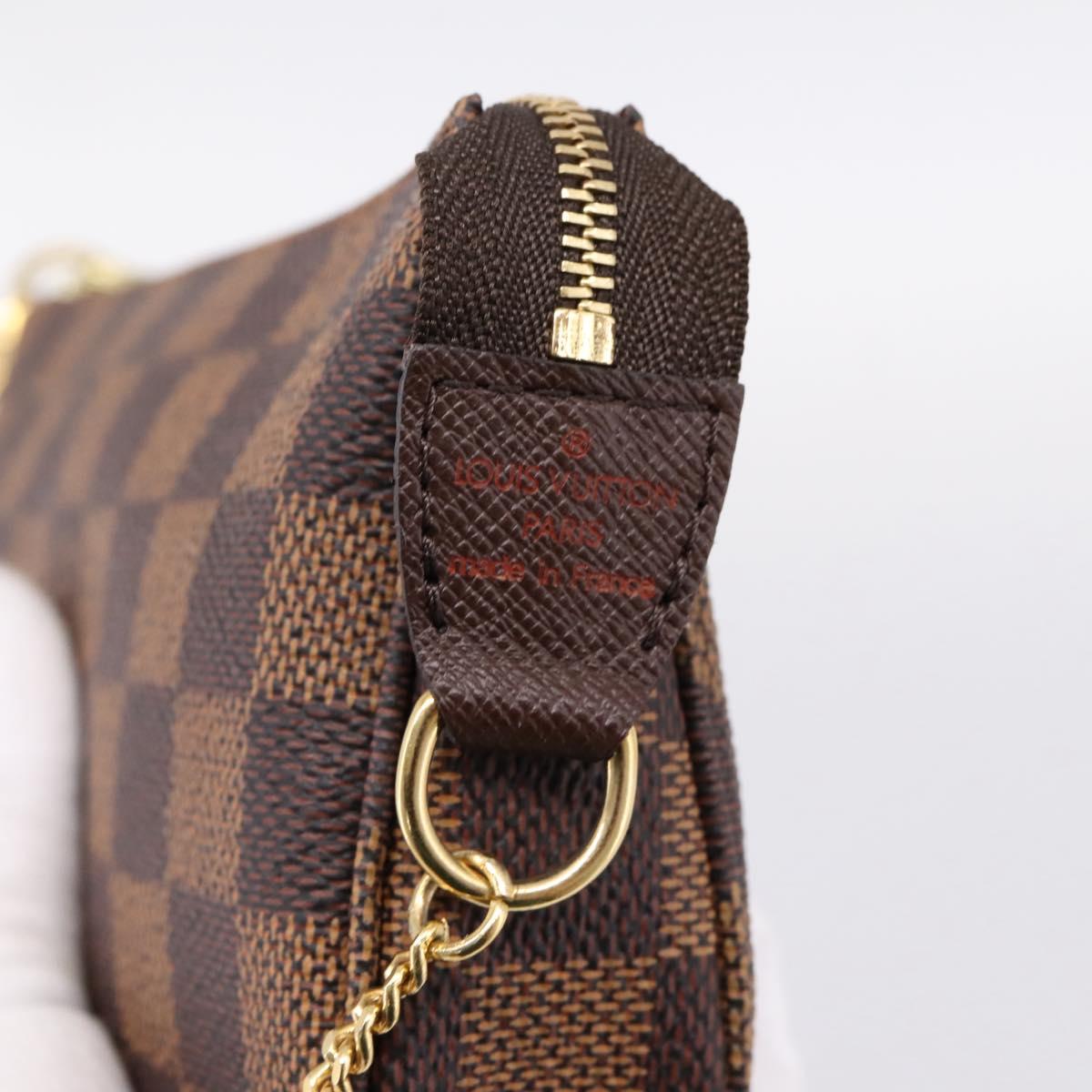LOUIS VUITTON Damier Ebene Mini Pochette Accessory Pouch N58009 LV Auth 199474V