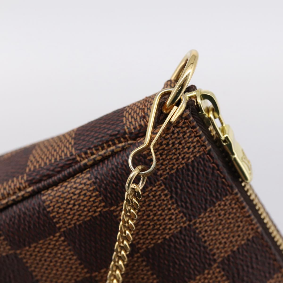 LOUIS VUITTON Damier Ebene Mini Pochette Accessory Pouch N58009 LV Auth 199474V