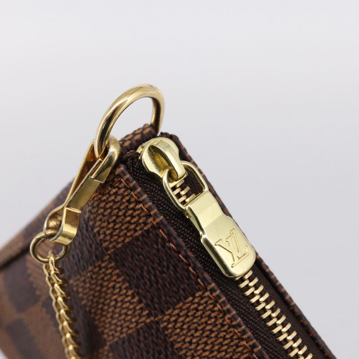 LOUIS VUITTON Damier Ebene Mini Pochette Accessory Pouch N58009 LV Auth 199474V