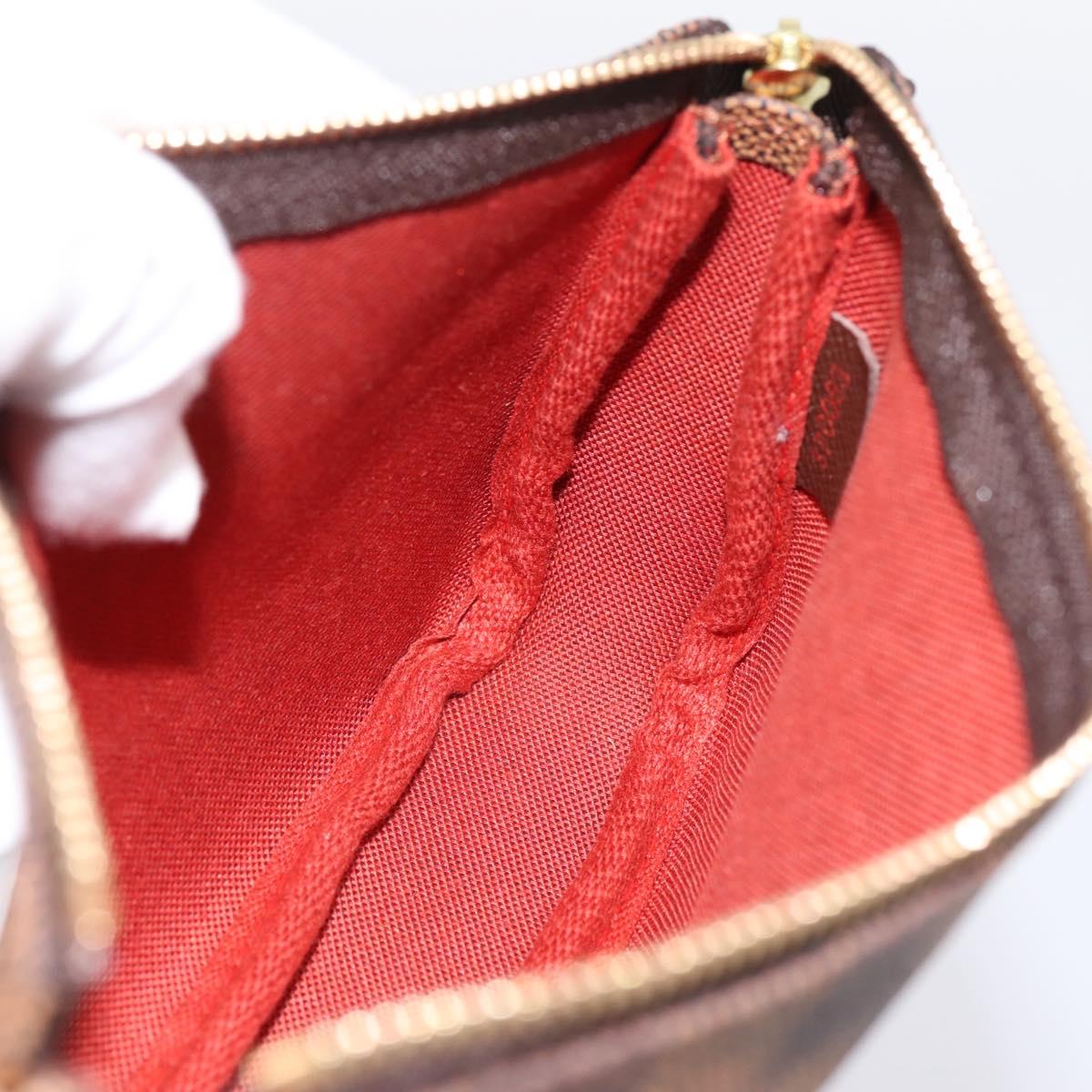 LOUIS VUITTON Damier Ebene Mini Pochette Accessory Pouch N58009 LV Auth 199474V