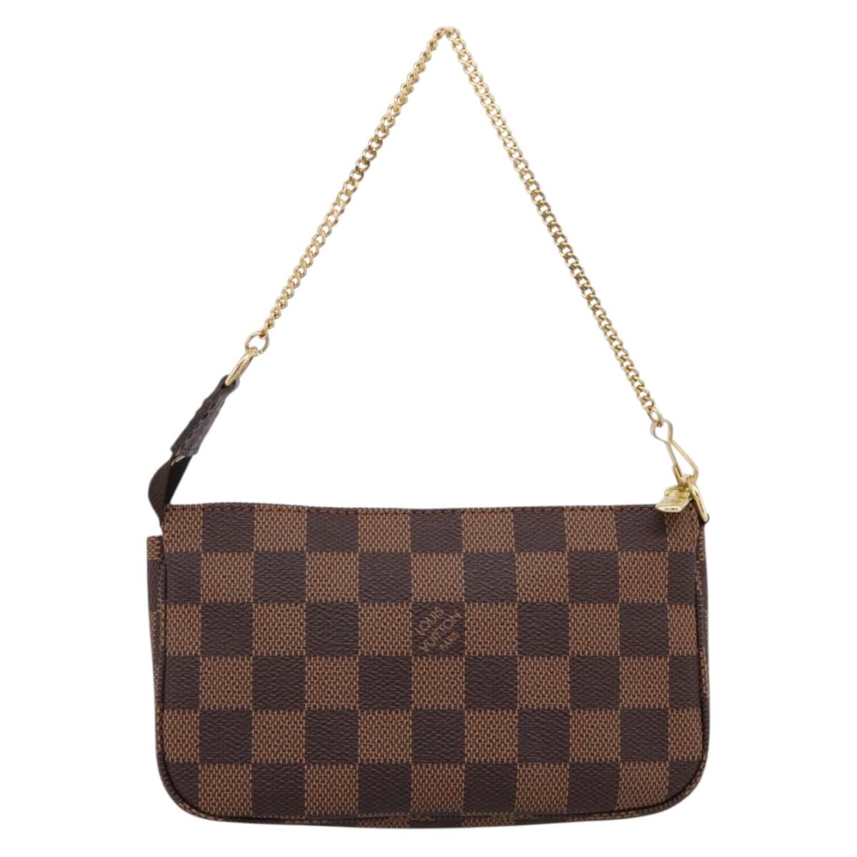 LOUIS VUITTON Damier Ebene Mini Pochette Accessory Pouch N58009 LV Auth 199474V