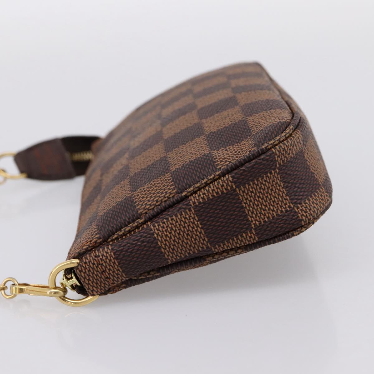 LOUIS VUITTON Damier Ebene Mini Pochette Accessory Pouch N58009 LV Auth 199474V