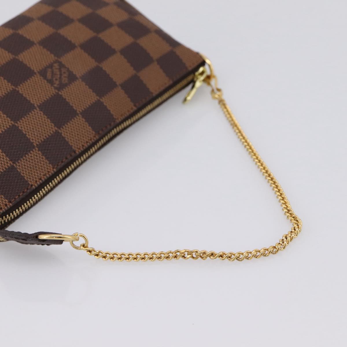 LOUIS VUITTON Damier Ebene Mini Pochette Accessory Pouch N58009 LV Auth 199474V