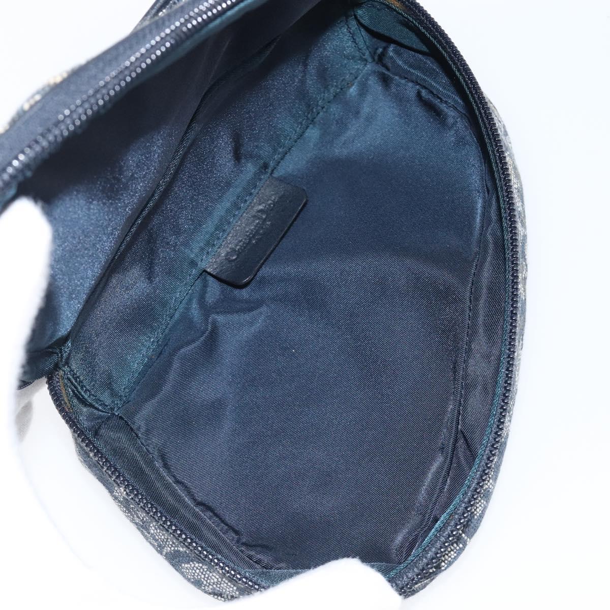 Christian Dior Trotter Canvas Saddle Pouch Navy Gold Auth 199475