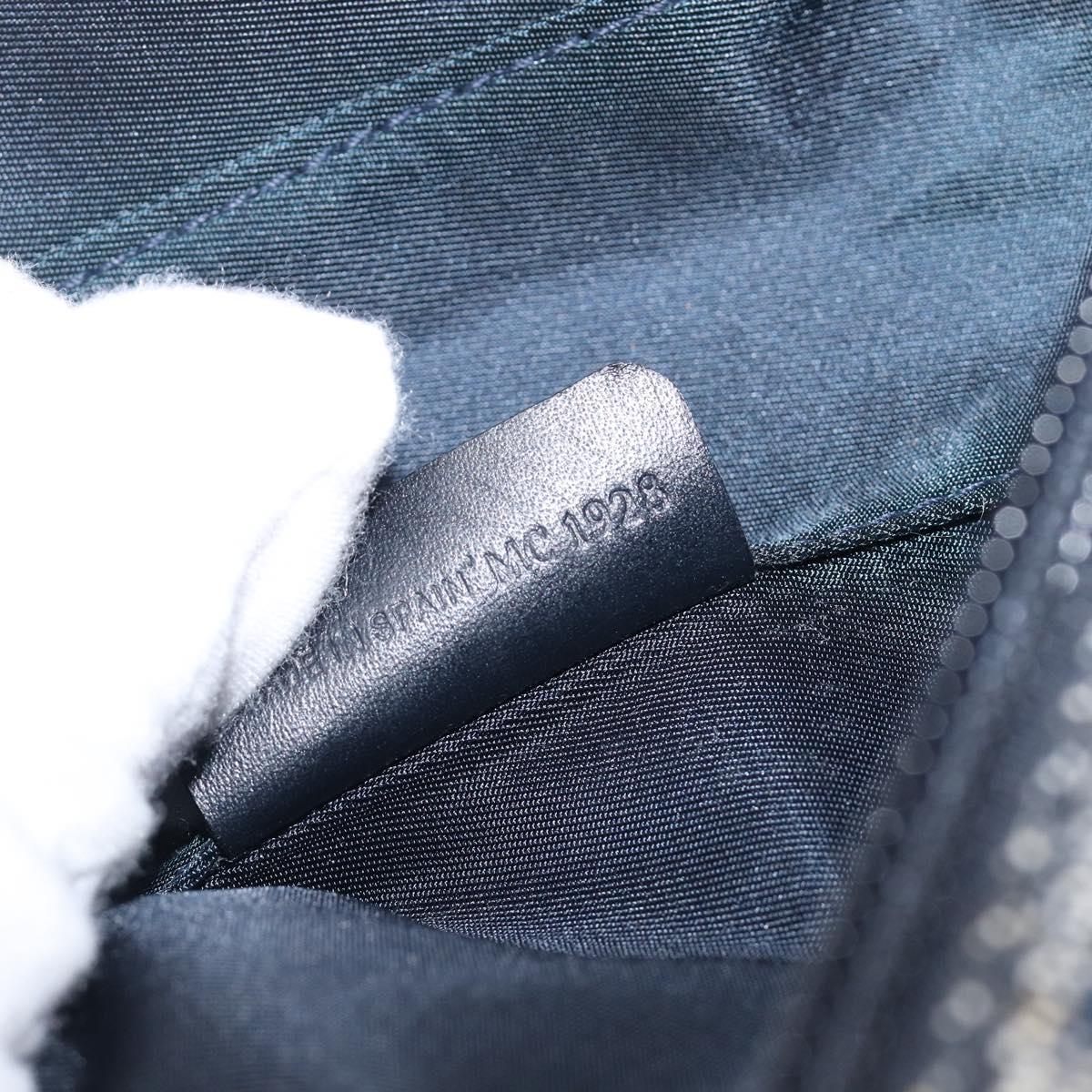 Christian Dior Trotter Canvas Saddle Pouch Navy Gold Auth 199475