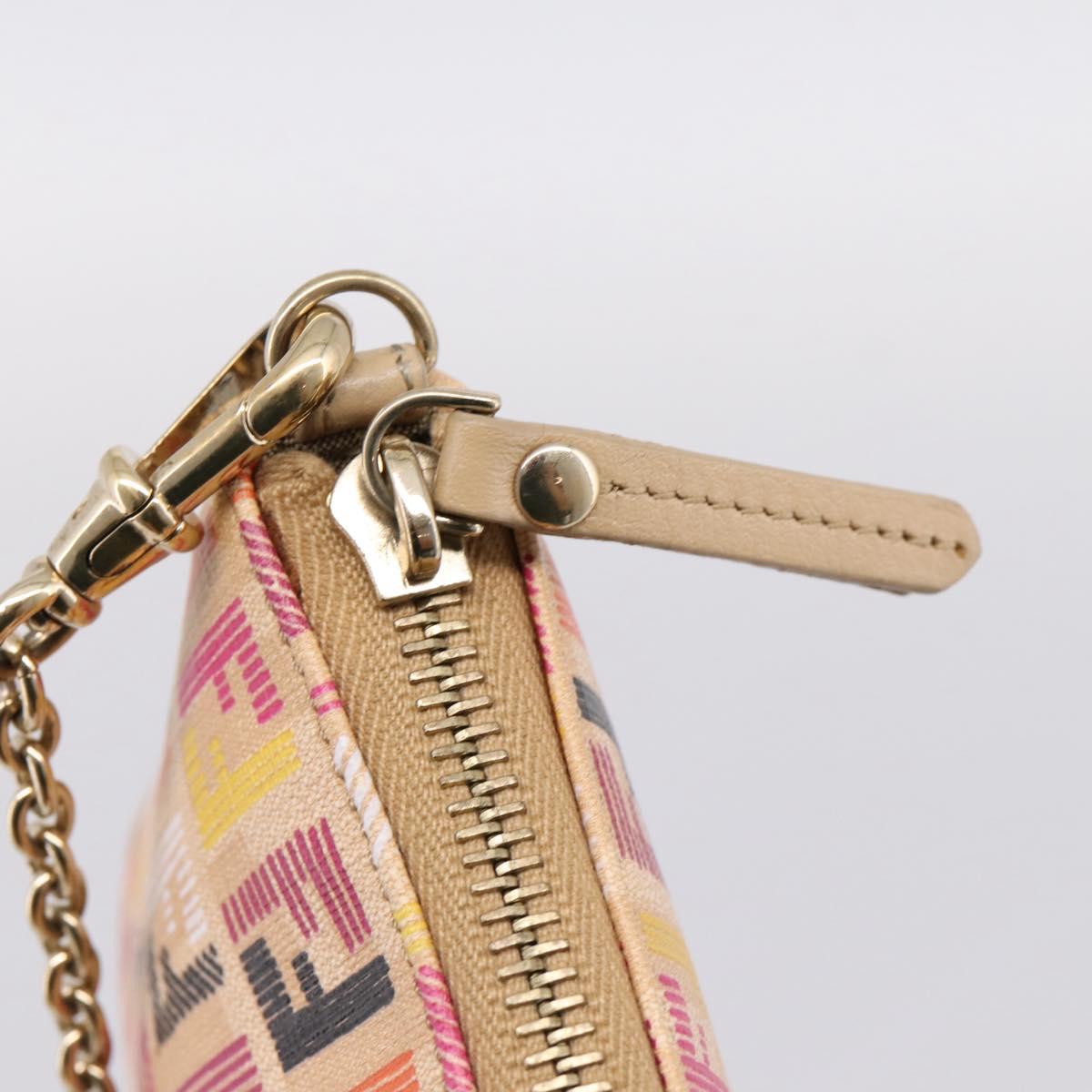 FENDI Zucchino Canvas Accessory Pouch PVC Multicolor Gold Auth 199476V