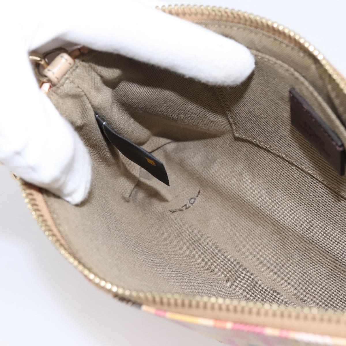 FENDI Zucchino Canvas Accessory Pouch PVC Multicolor Gold Auth 199476V