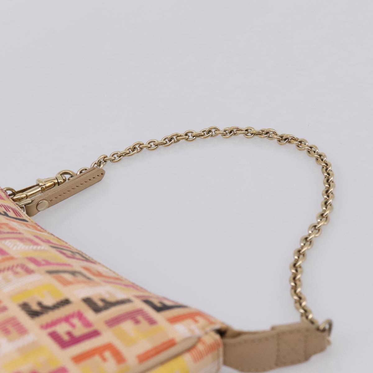 FENDI Zucchino Canvas Accessory Pouch PVC Multicolor Gold Auth 199476V