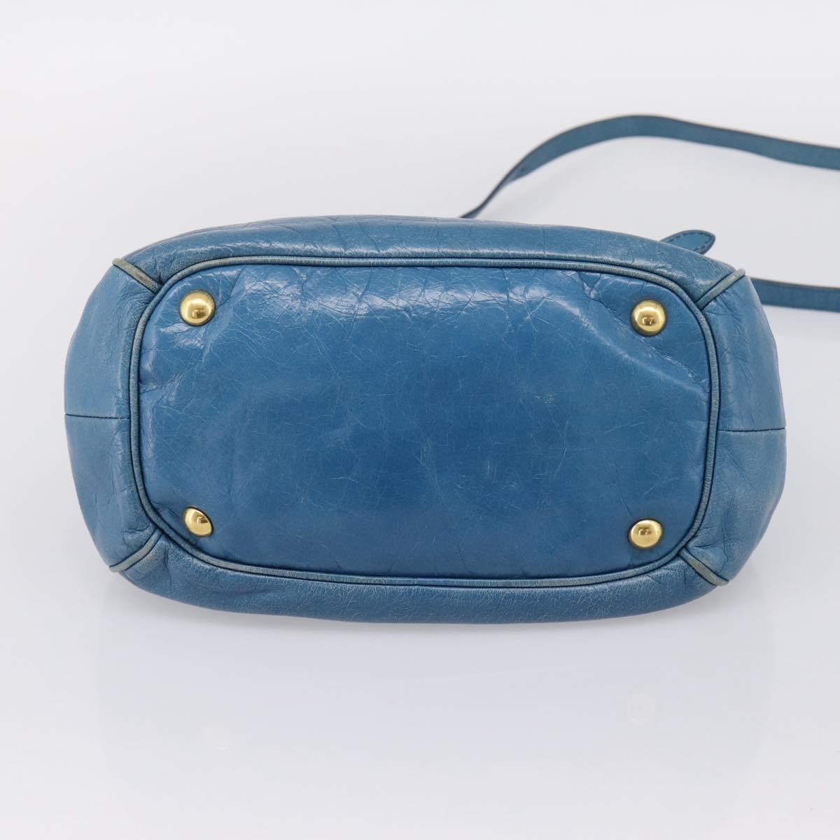 Miu Miu Hand Bag Leather 2way Blue Gold Auth 199477V