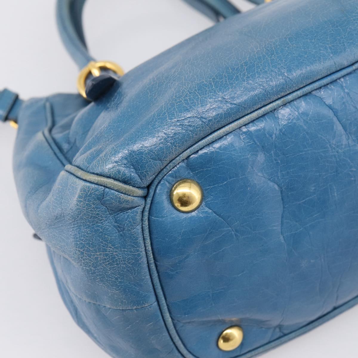 Miu Miu Hand Bag Leather 2way Blue Gold Auth 199477V