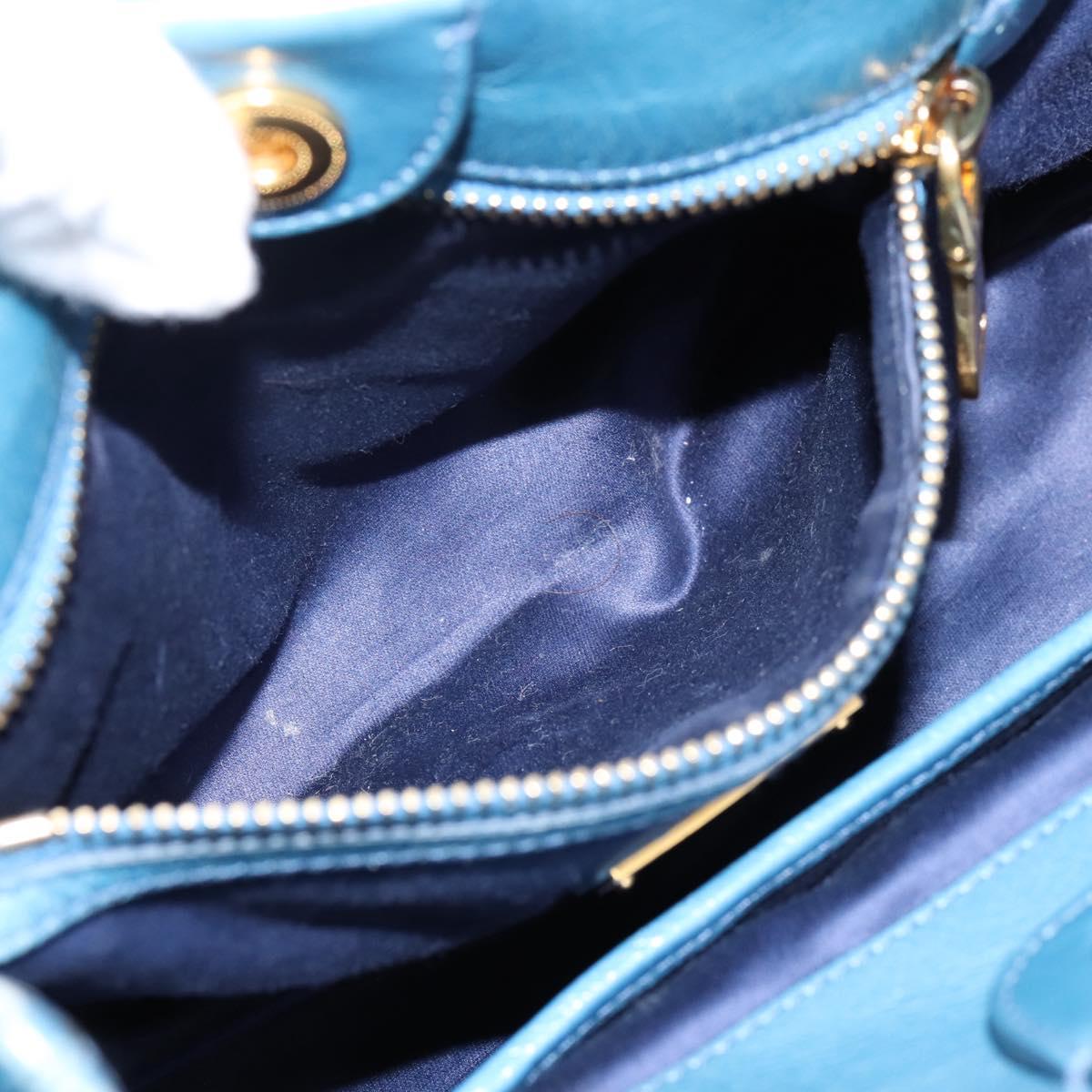 Miu Miu Hand Bag Leather 2way Blue Gold Auth 199477V