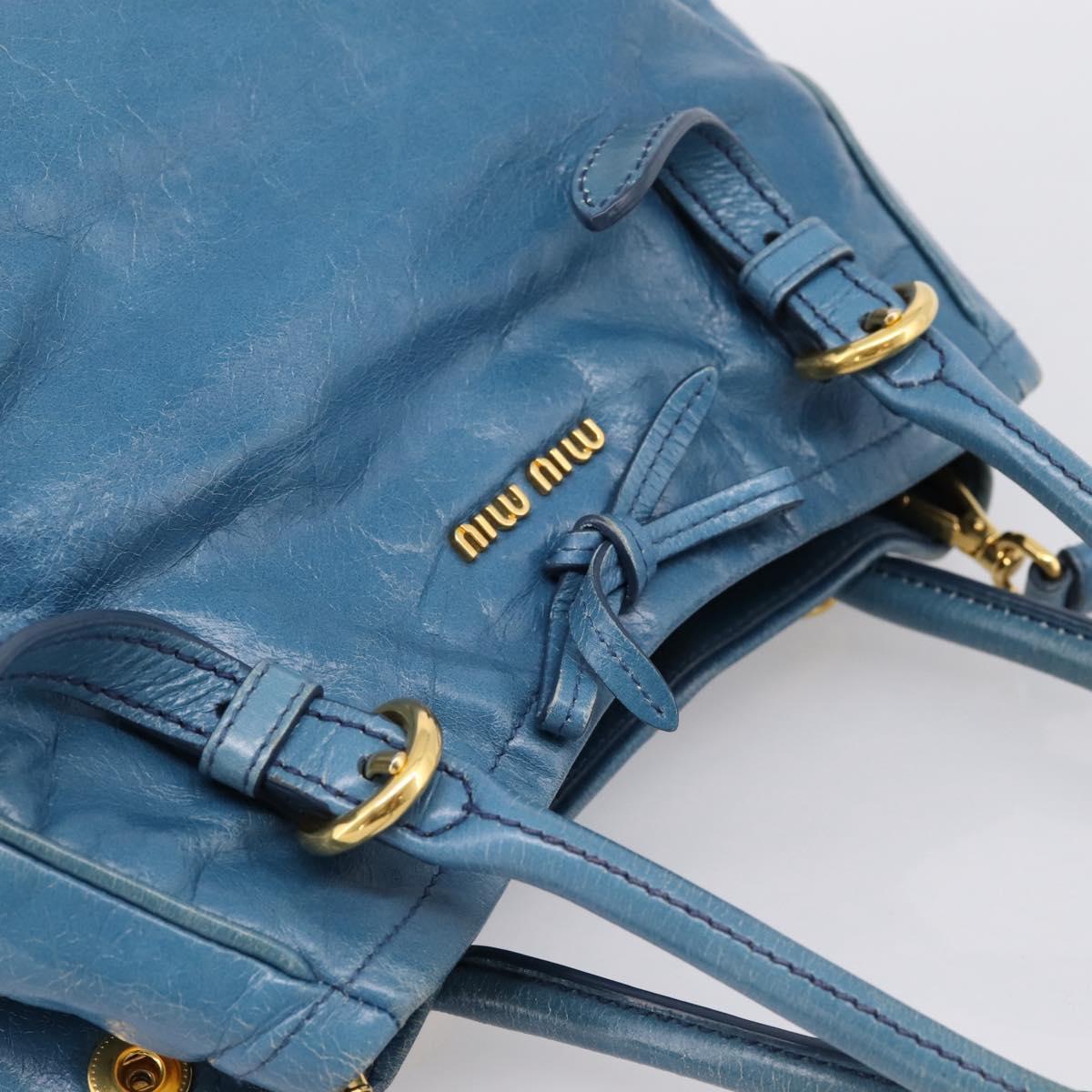Miu Miu Hand Bag Leather 2way Blue Gold Auth 199477V
