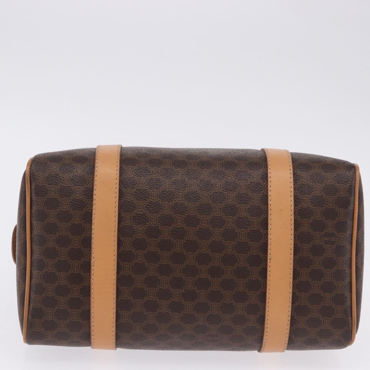 CELINE Macadam Canvas Hand Bag PVC Leather 2way Brown Gold Auth 199479V