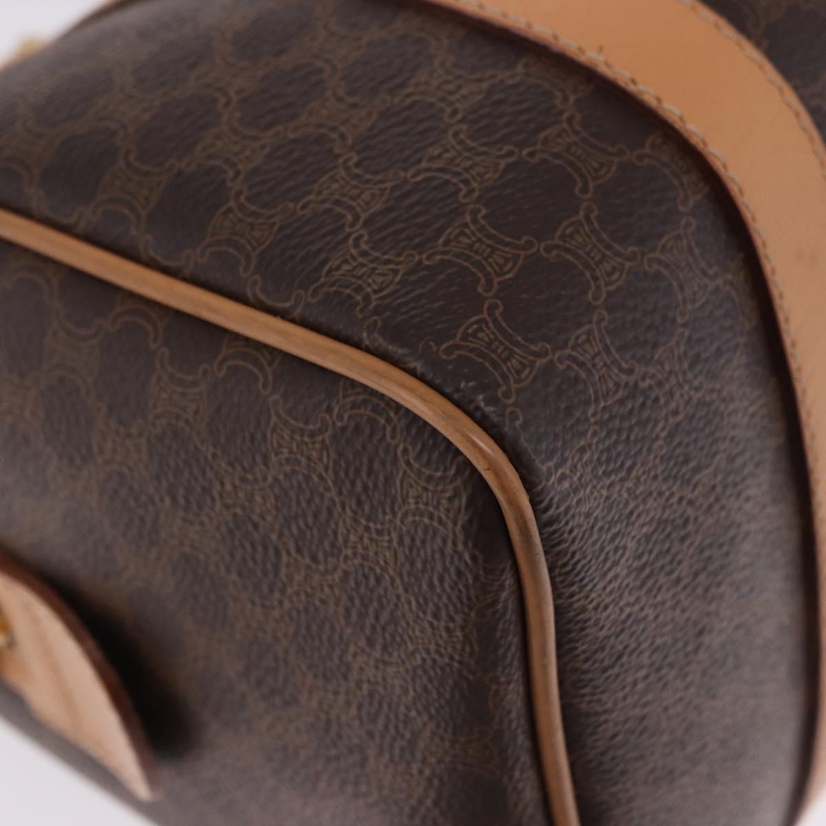 CELINE Macadam Canvas Hand Bag PVC Leather 2way Brown Gold Auth 199479V