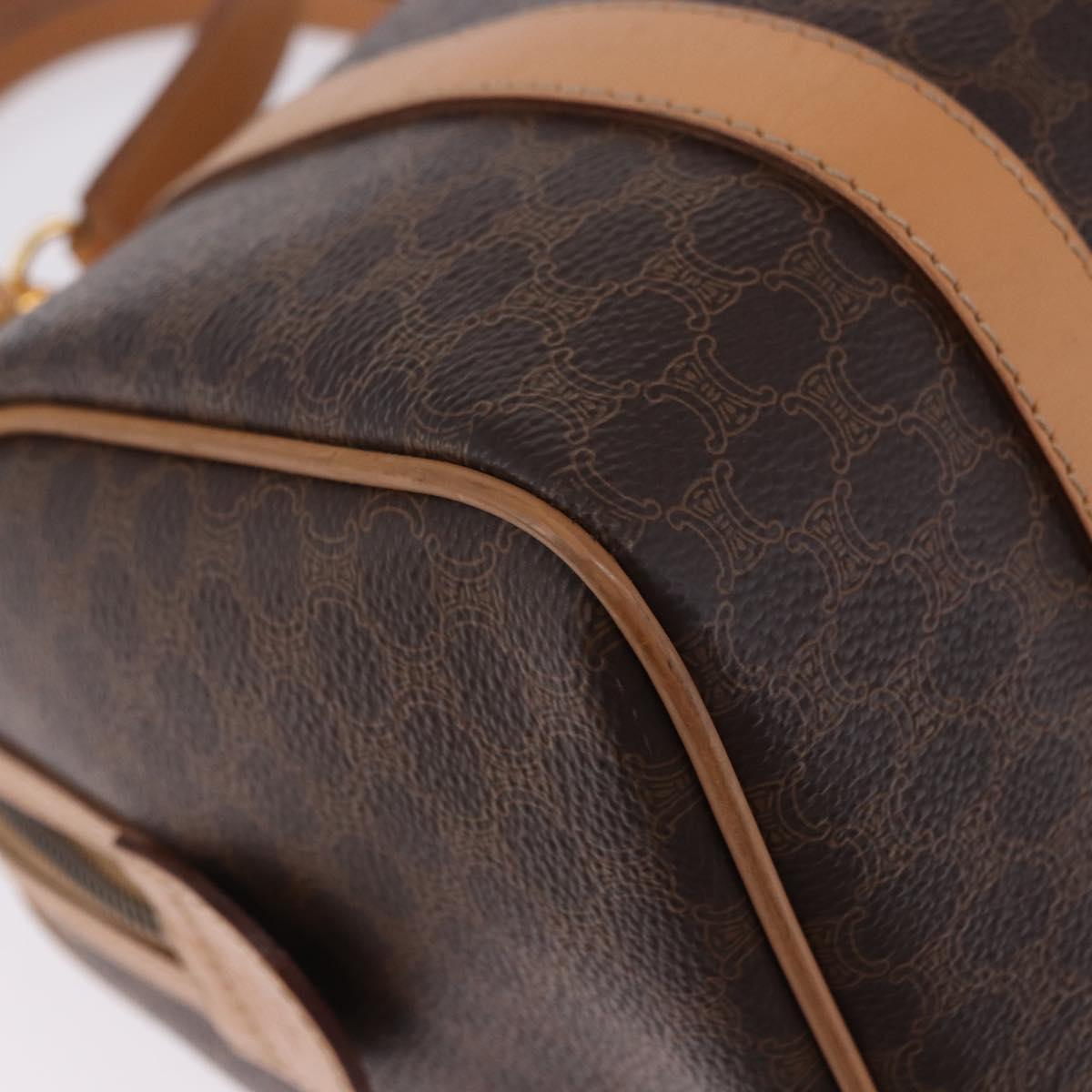 CELINE Macadam Canvas Hand Bag PVC Leather 2way Brown Gold Auth 199479V