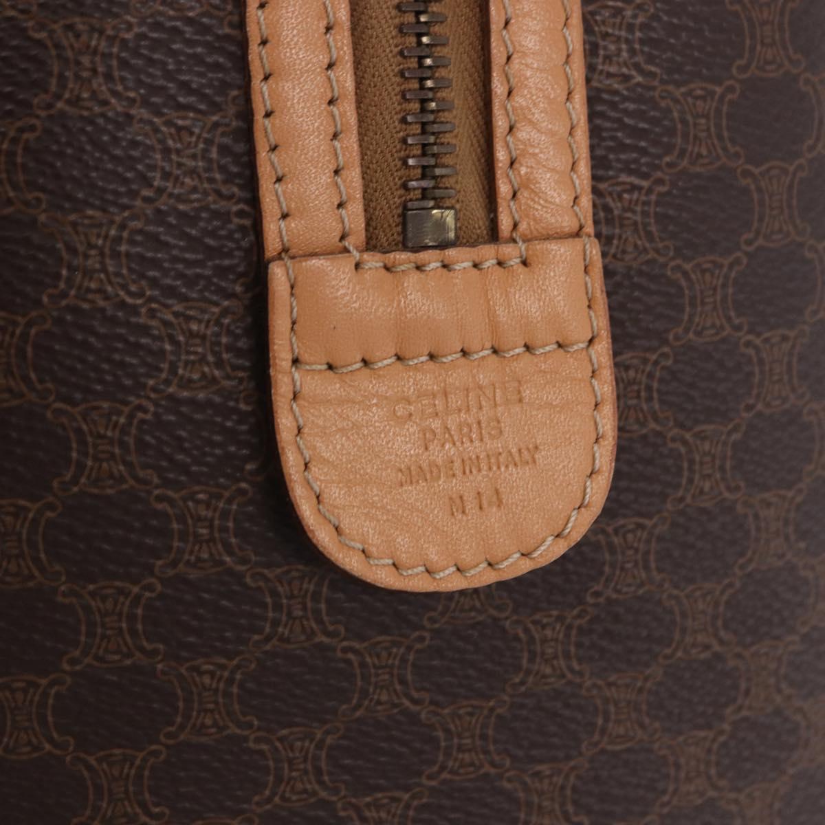 CELINE Macadam Canvas Hand Bag PVC Leather 2way Brown Gold Auth 199479V